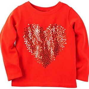 Girls' Red Sweatshirt Gold Sequin "Heart" Design